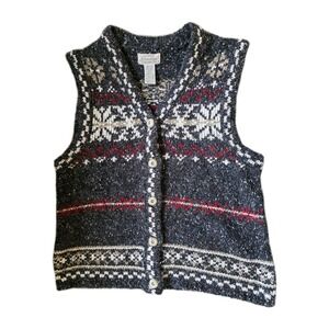Vintage St John's Bay Sweater Fair Isle Button Medium‎ Cottagecore Boho Cabin